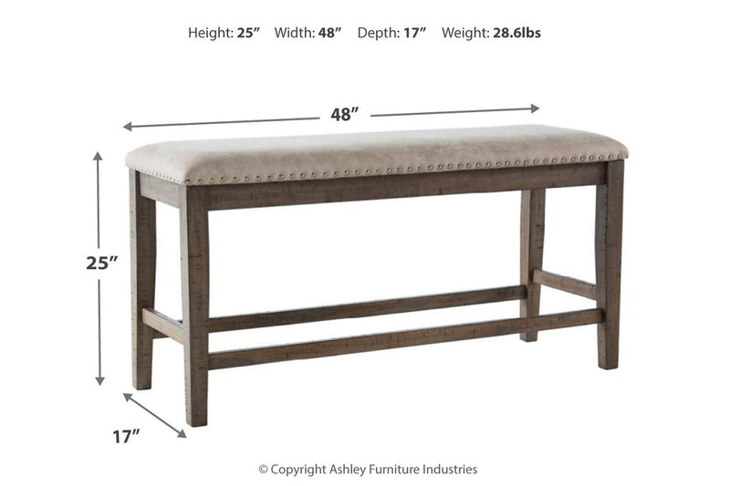 Johurst Grayish Brown/Beige Counter Height Bench