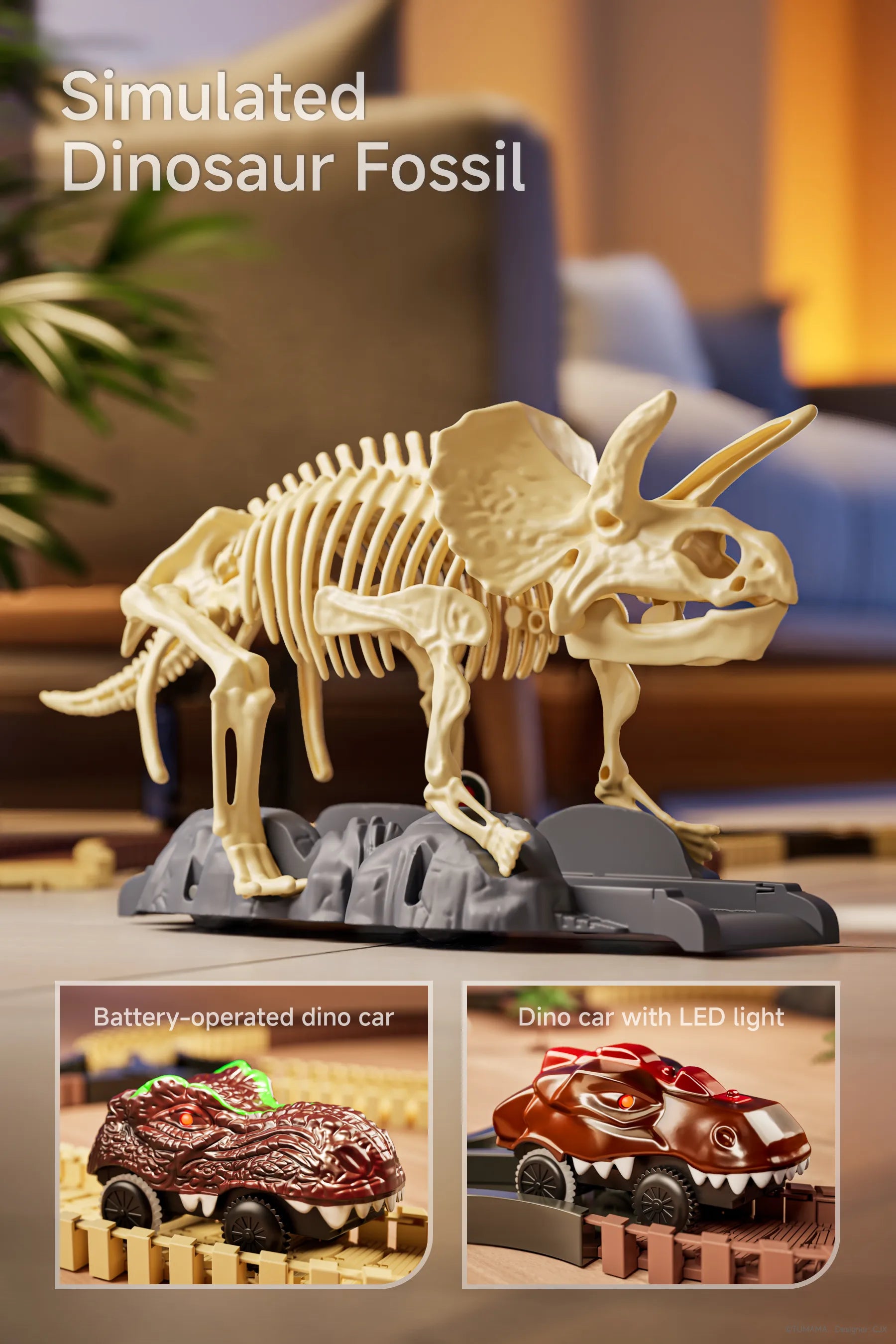 dinosaur fossil for the toy car race track