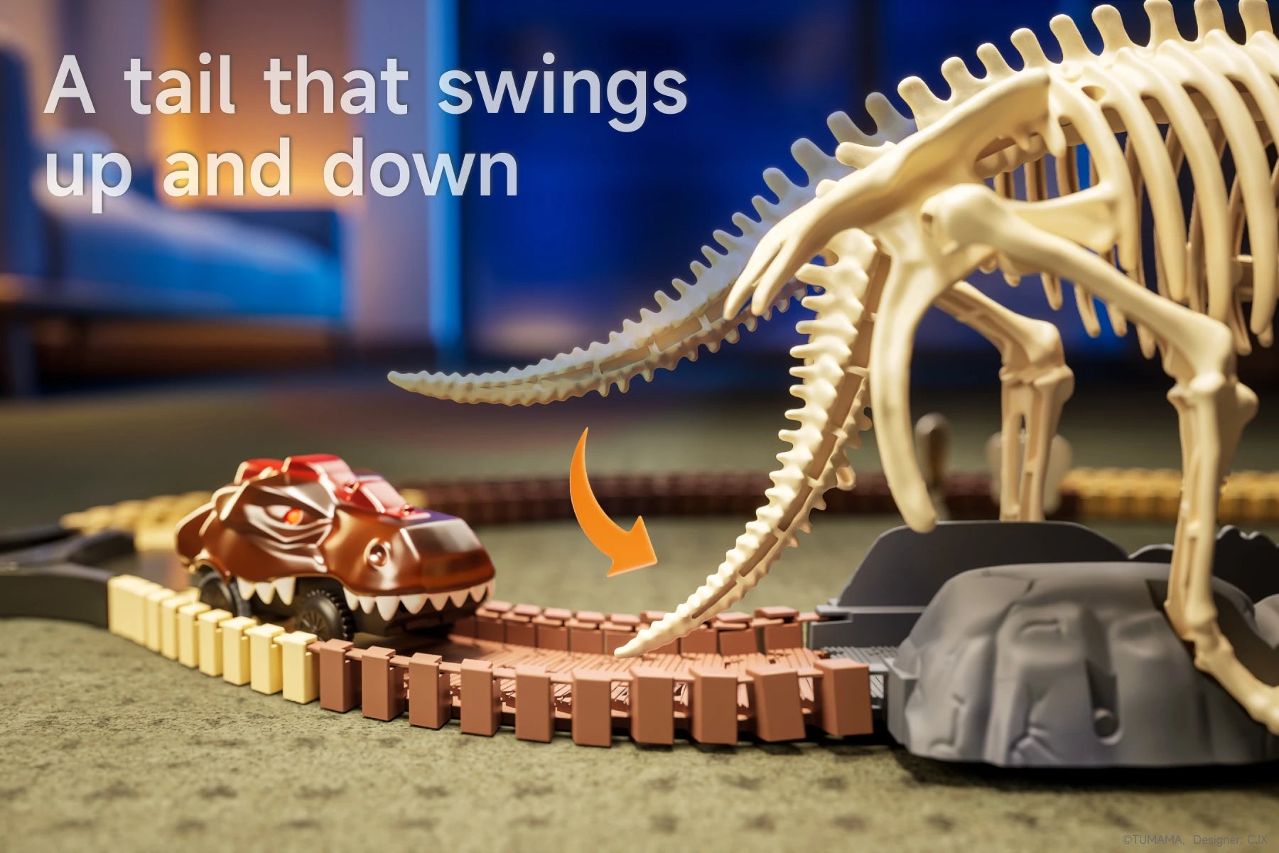 swings of the dinosaur car track toy