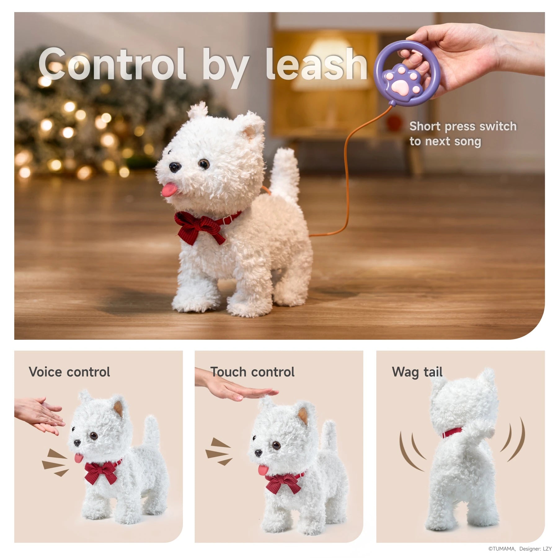 Electronic Walking Dog Toy with Bone and Leash for Toddlers Tumama Kids