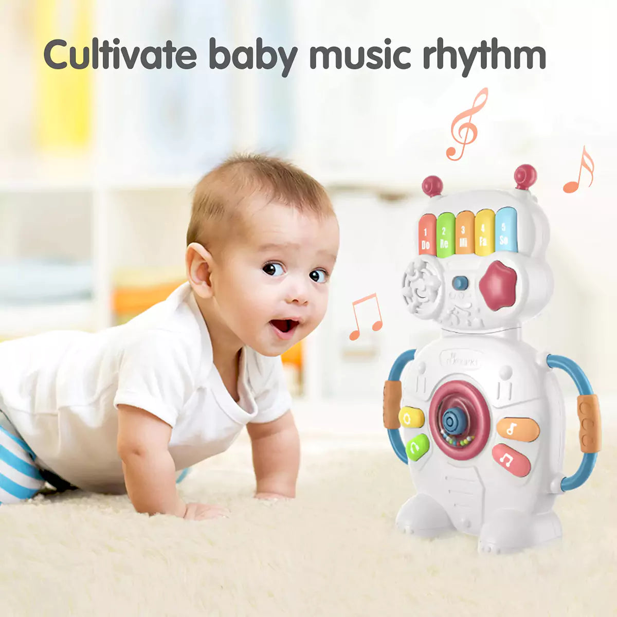 Robot musical toy, number, color, song, early learning educational piano, musical instrument for babies toddlers 18 Months+