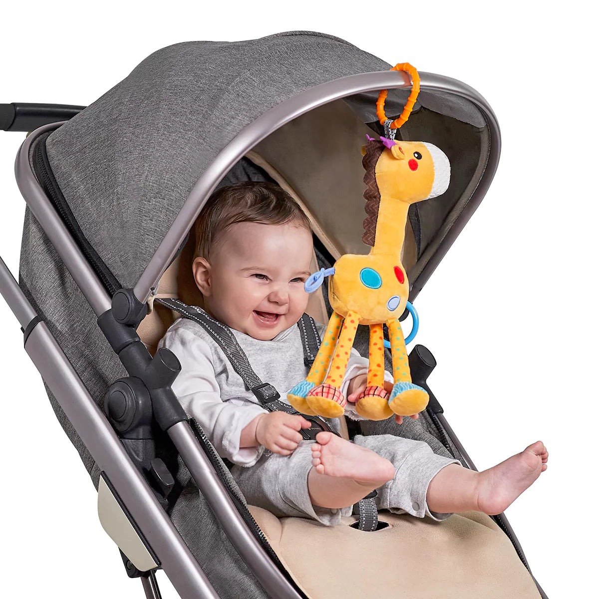 Giraffe Hanging rattle toy, soft baby hanging toy with teether, stroller car seat crib plush activity toys for newborn infant 0 Month+