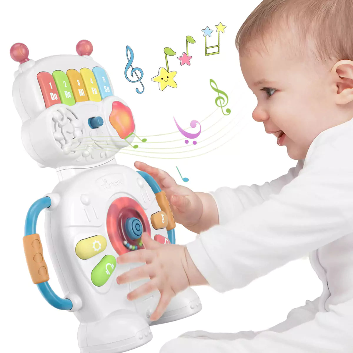 Robot musical toy, number, color, song, early learning educational piano, musical instrument for babies toddlers 18 Months+
