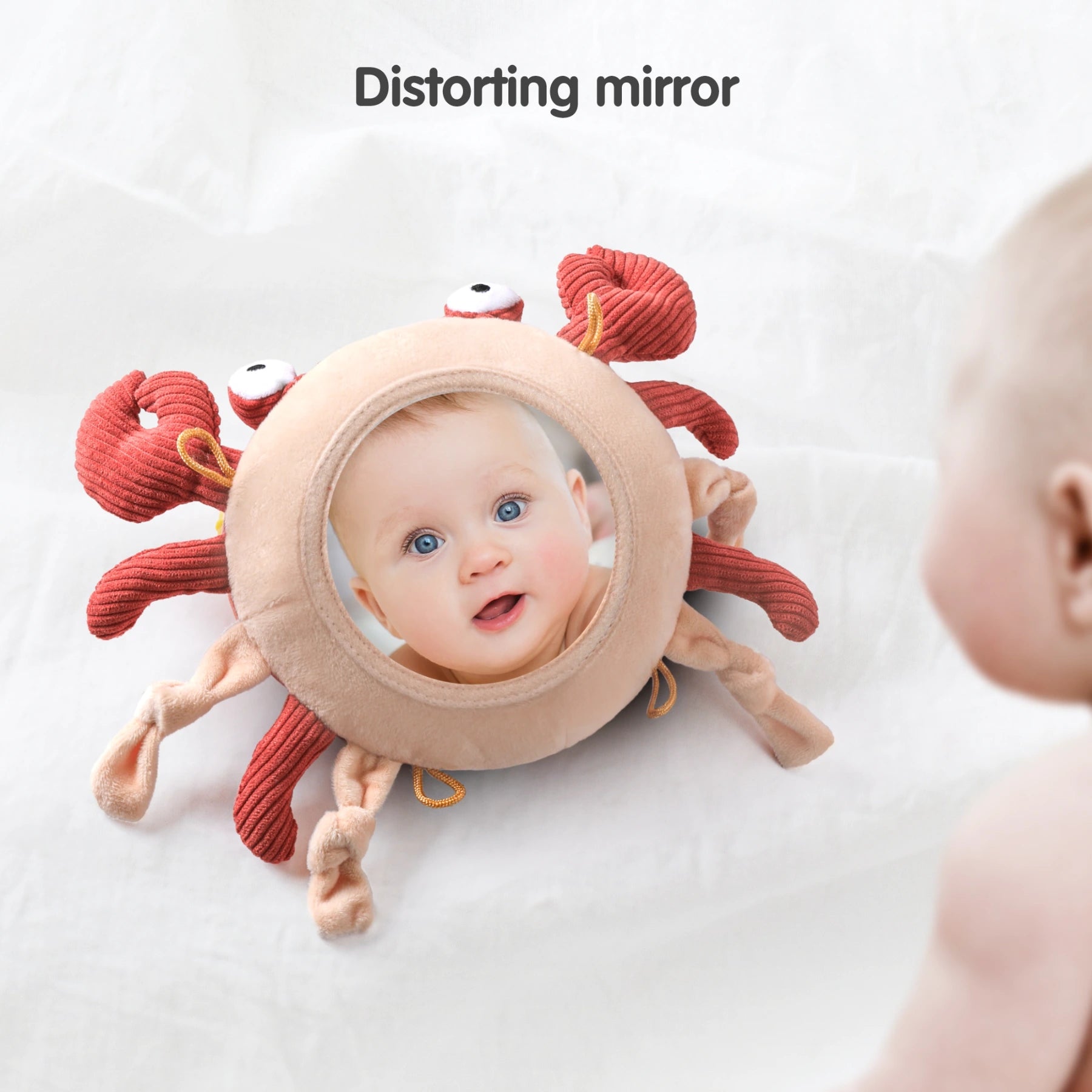 Baby toy crab hanging plush toy, crib car seat stroller cot travel toy with mirror, mobile soft rattle toy for baby infant 0 Month+