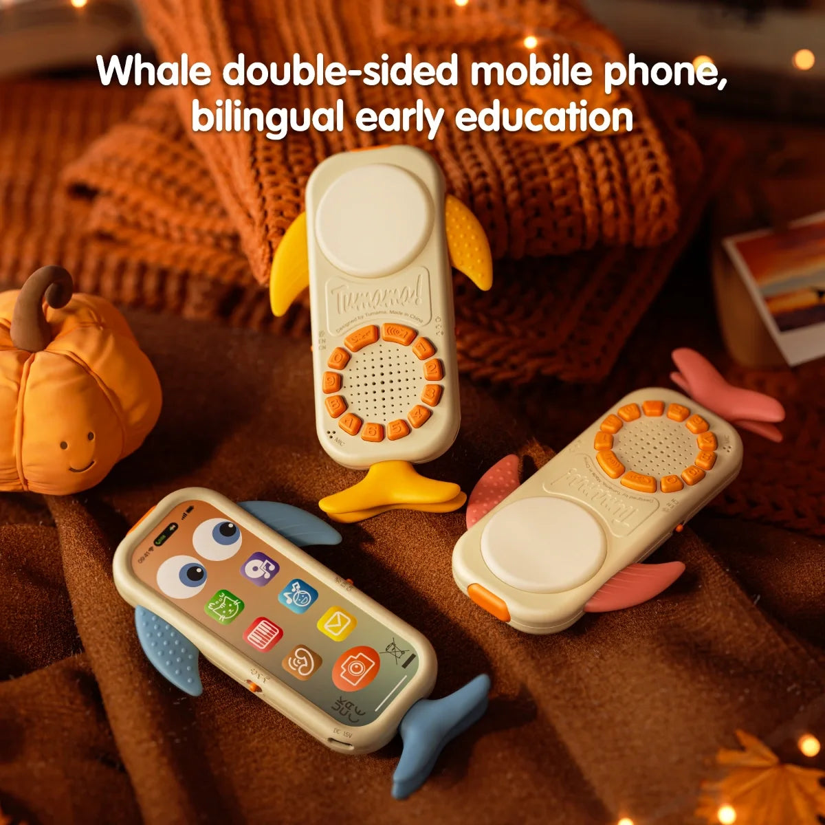 Baby touch phone toy dual sides, rechargable battery, learning sound toy, educational toys for toddler 18 Months+