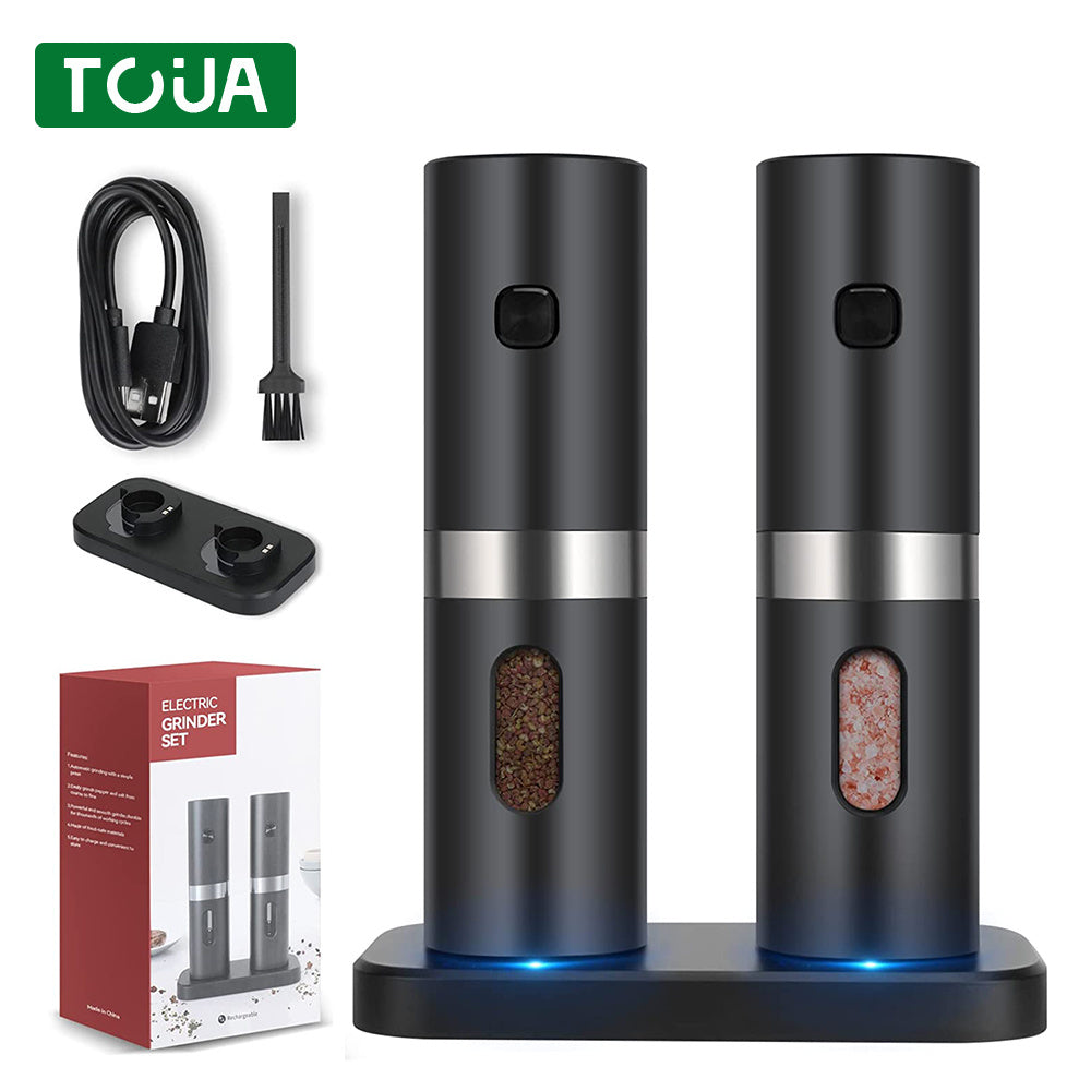 Electric Salt And Pepper Grinder Set With Charging Base