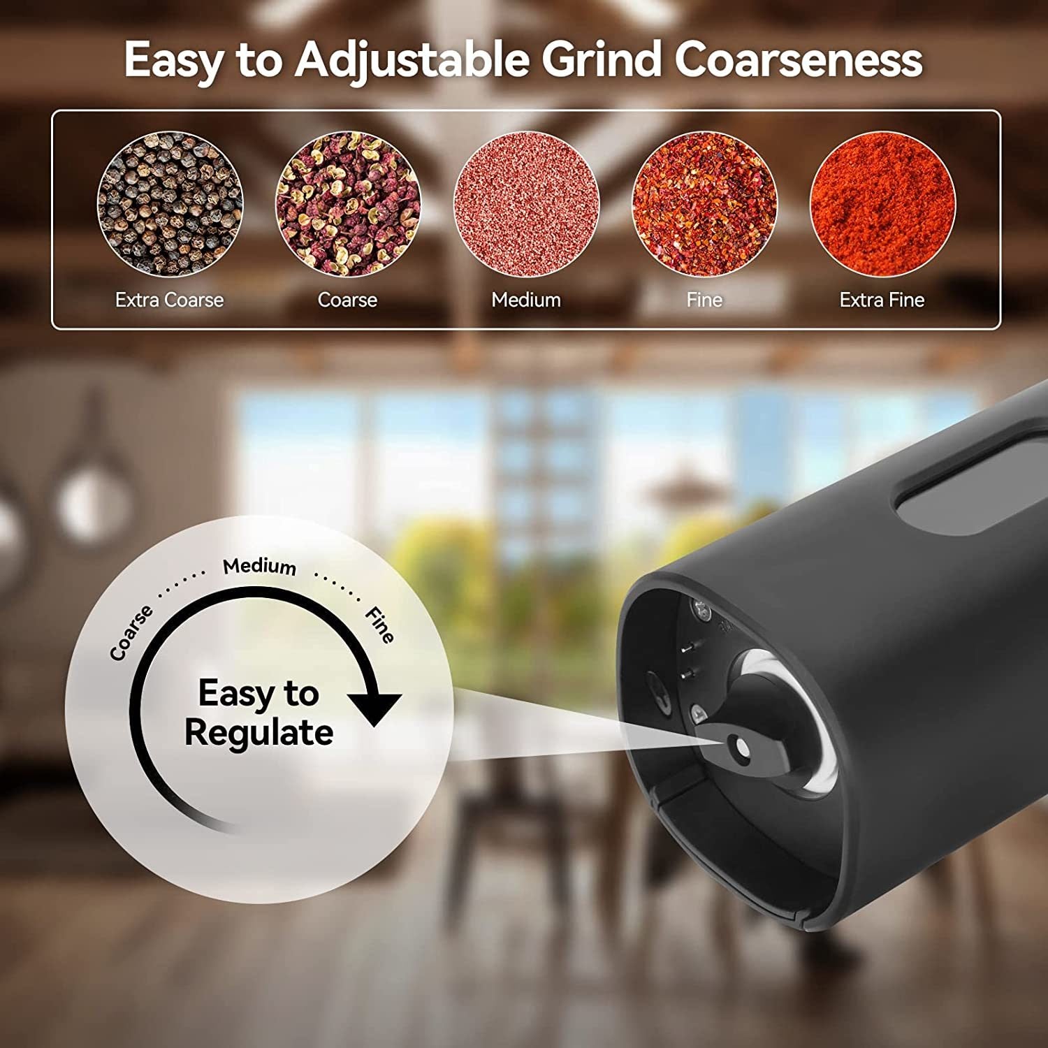 Electric Salt And Pepper Grinder Set With Charging Base