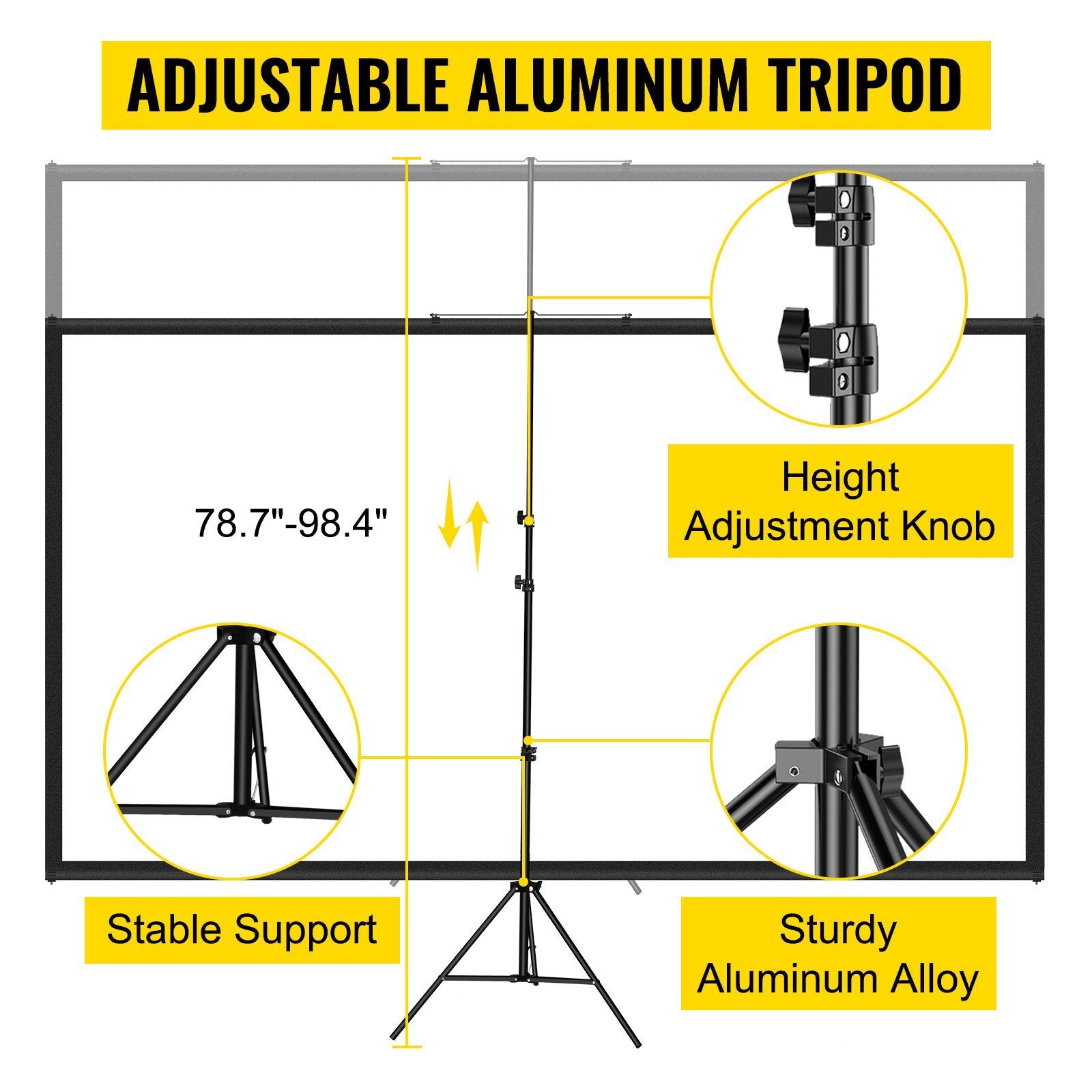 VEVOR Tripod Projector Screen with Stand 70 inch 16:9