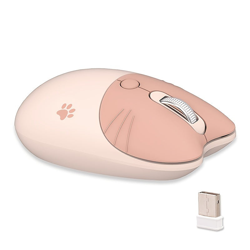 Cartoon Cat Print Wireless Silent Mouse