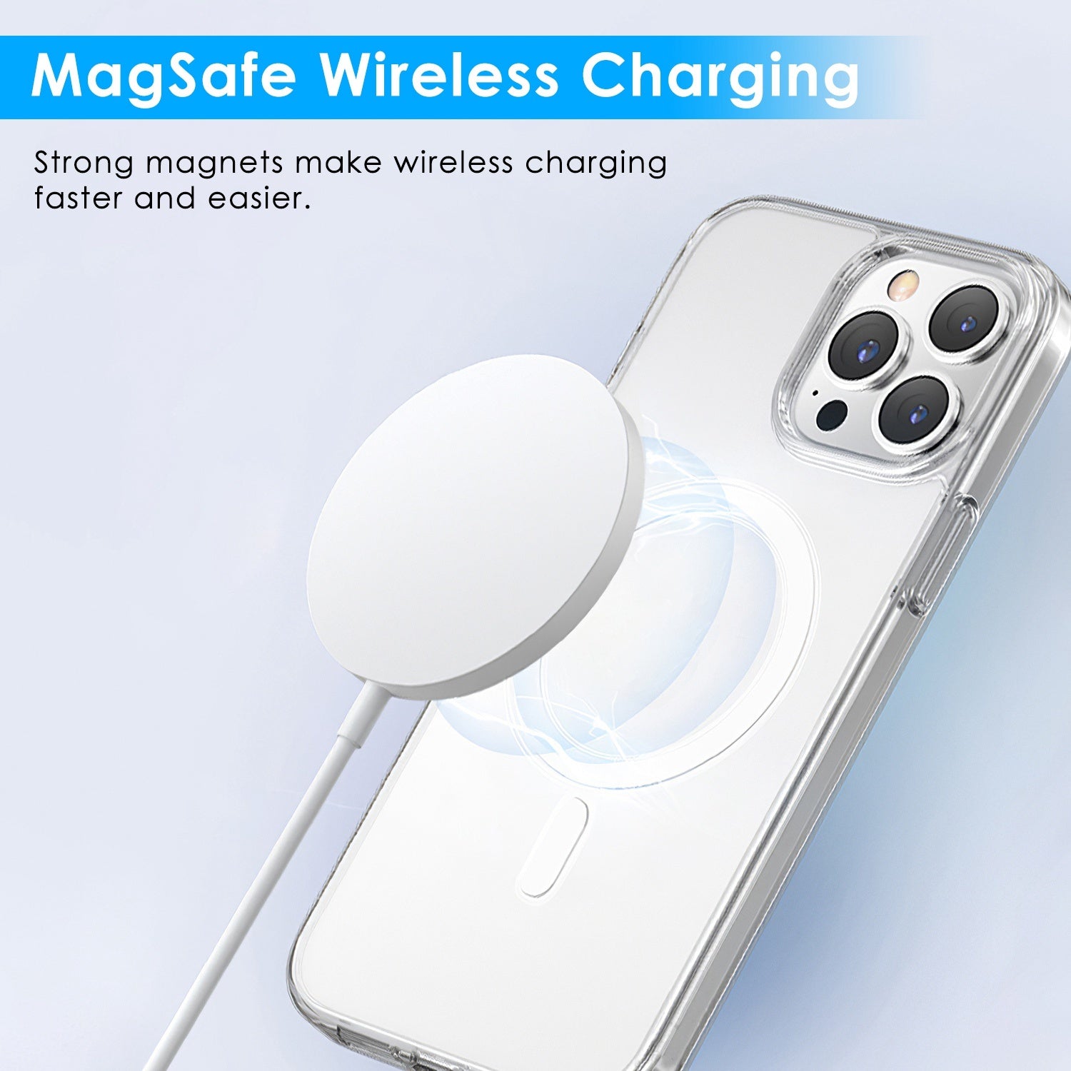 Phone Case Shockproof Transparent Phone Cover with Strong Magnet Absorption MagSafe