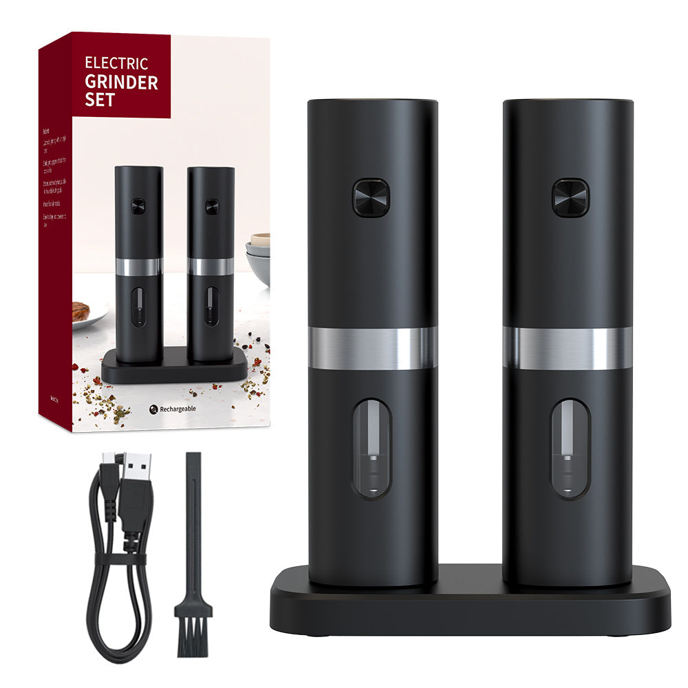 Electric Salt And Pepper Grinder Set With Charging Base