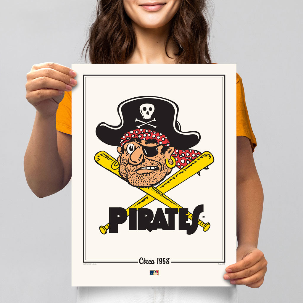 Pittsburgh Pirates 12x16 Cooperstown Logos to History Print- 1958