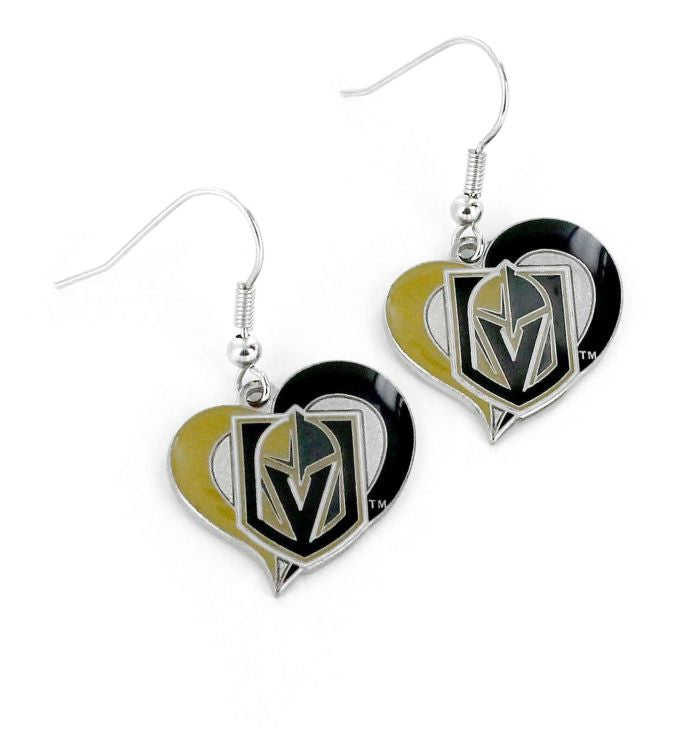 Vegas Golden Knights Swirl Heart Earrings