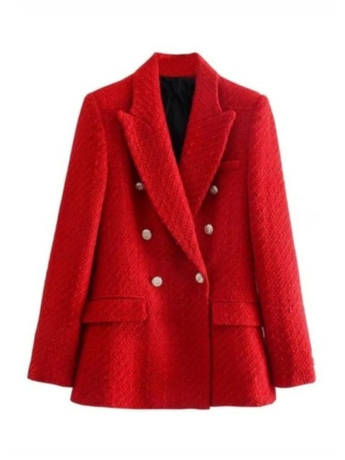 Spring Women Traf Jacket Ornate Button Tweed