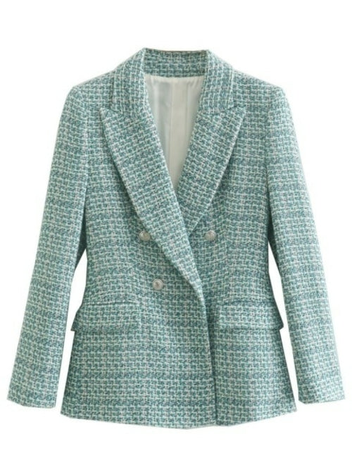 Spring Women Traf Jacket Ornate Button Tweed