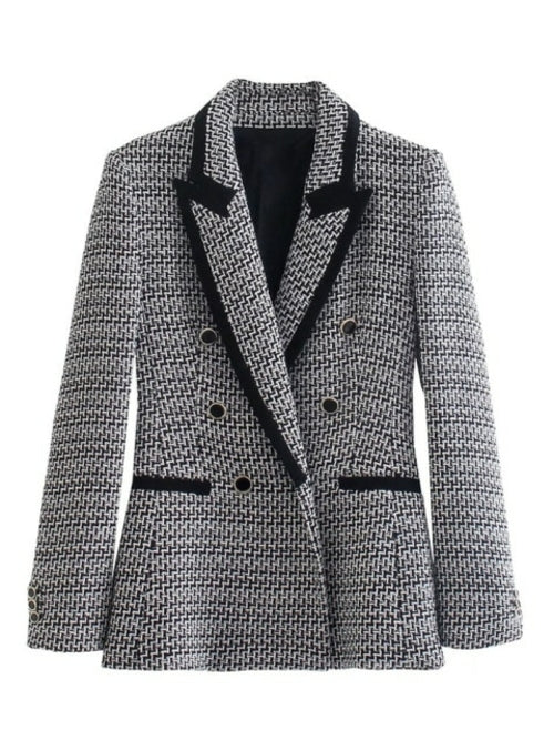 Spring Women Traf Jacket Ornate Button Tweed