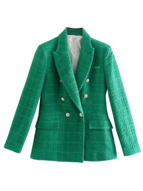 Spring Women Traf Jacket Ornate Button Tweed