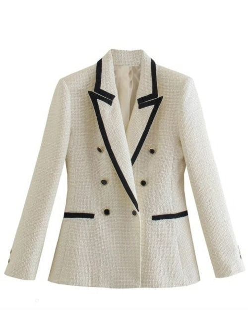 Spring Women Traf Jacket Ornate Button Tweed