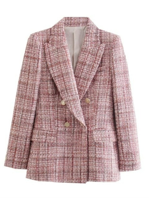 Spring Women Traf Jacket Ornate Button Tweed