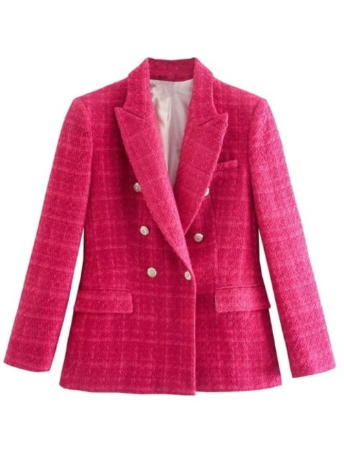 Spring Women Traf Jacket Ornate Button Tweed