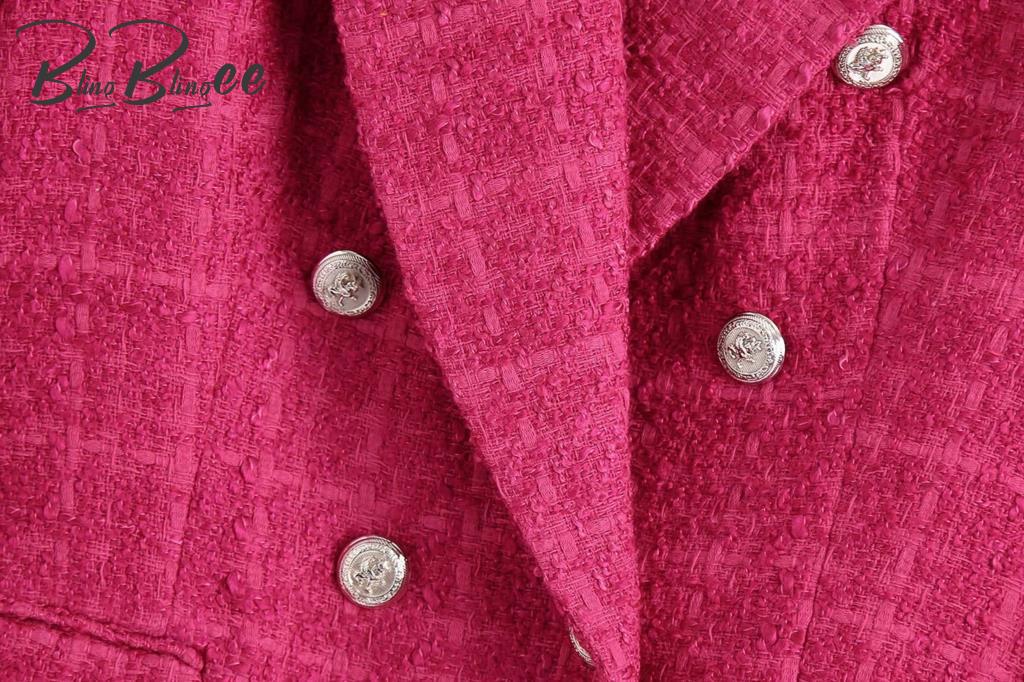 Spring Women Traf Jacket Ornate Button Tweed