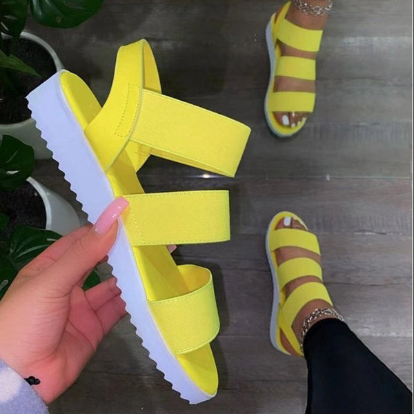 Woman Sandals Summer Casaul Platform Sandalias Soild Color Slip On