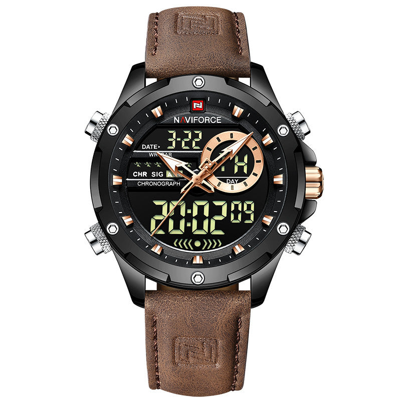 High-quality military-style watch for men with dual time