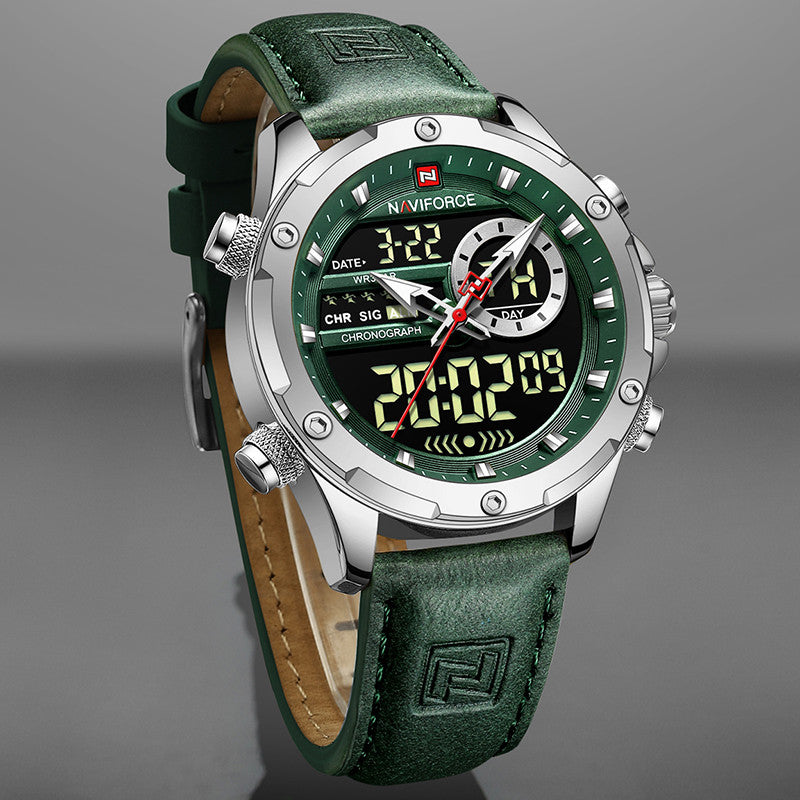 High-quality military-style watch for men with dual time