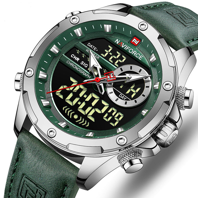 High-quality military-style watch for men with dual time