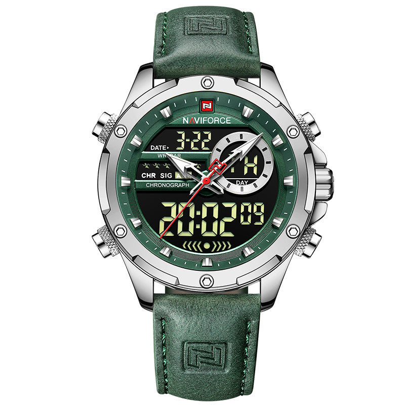 High-quality military-style watch for men with dual time