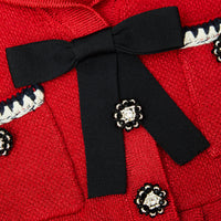 Red Knit Bow Mini Dress