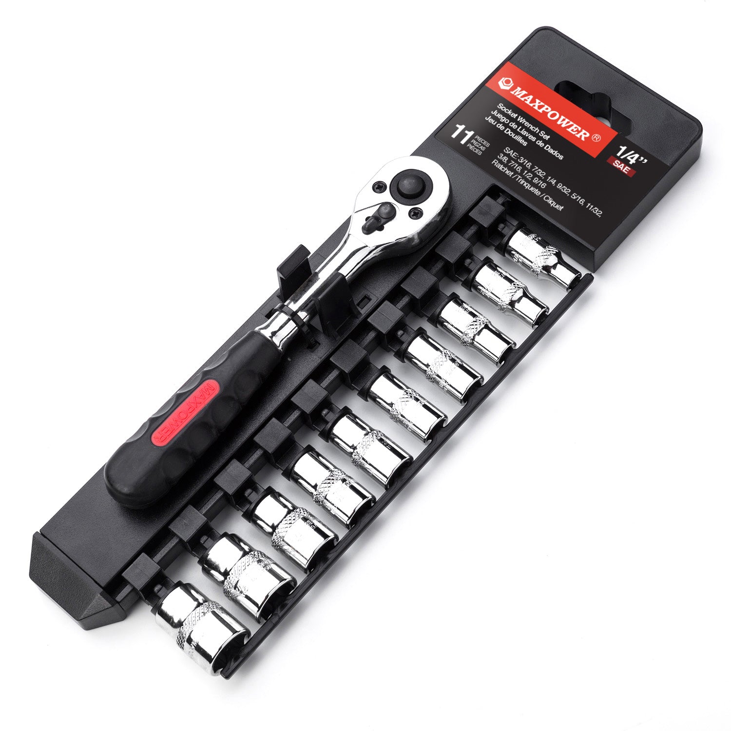 MAXPOWER 1/4 Inch Drive Socket Wrench Set (3/16in -  9/16in), SAE, 11PCS