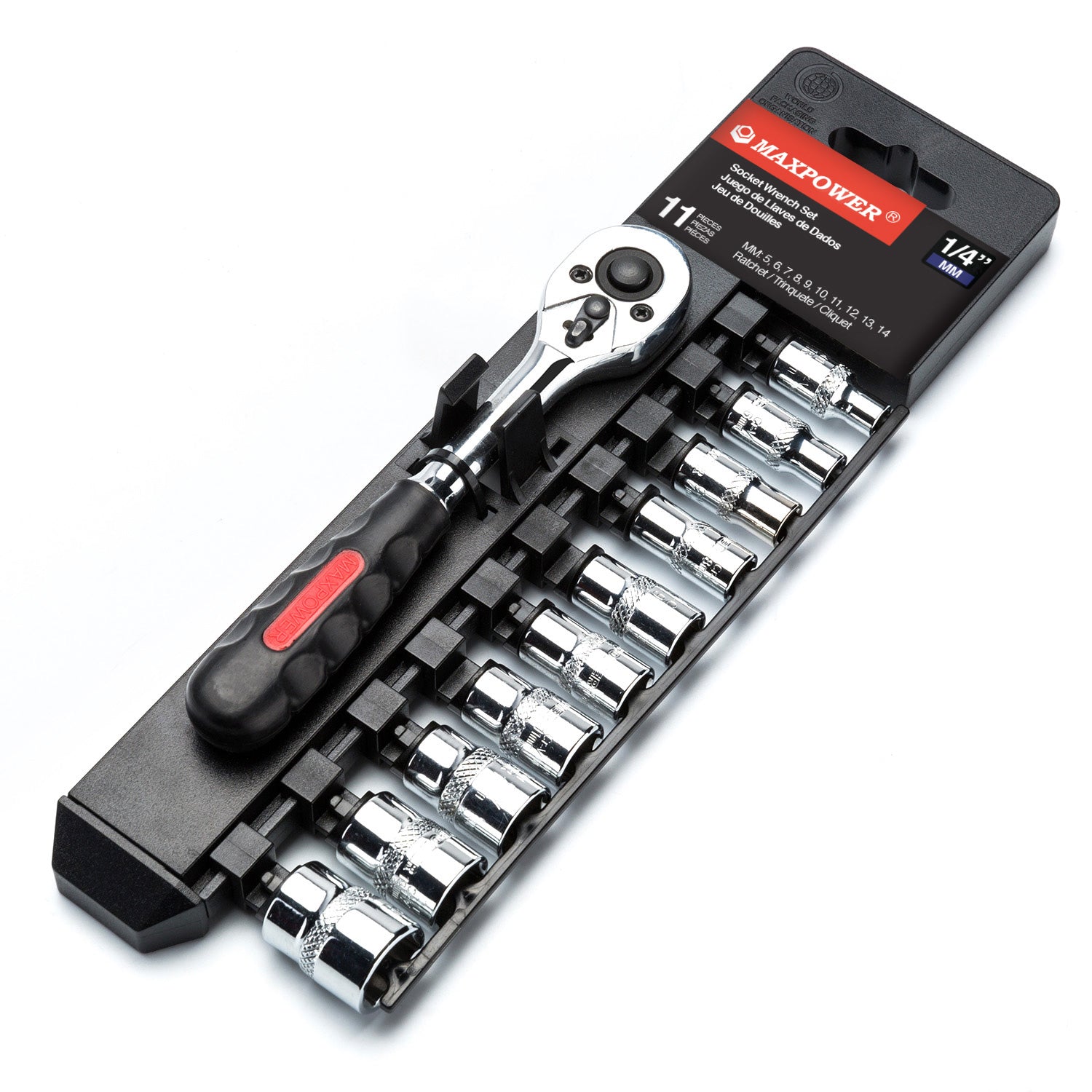 MAXPOWER 1/4 Inch Drive Socket Wrench Set (5mm - 14mm), Metric, 11PCS