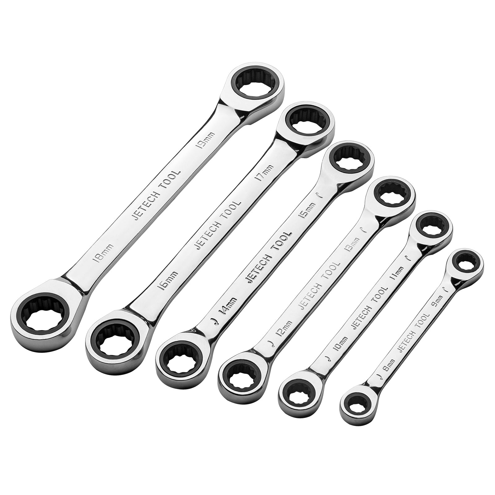 Jetech 6-Piece Double Box End Ratcheting Wrench Set