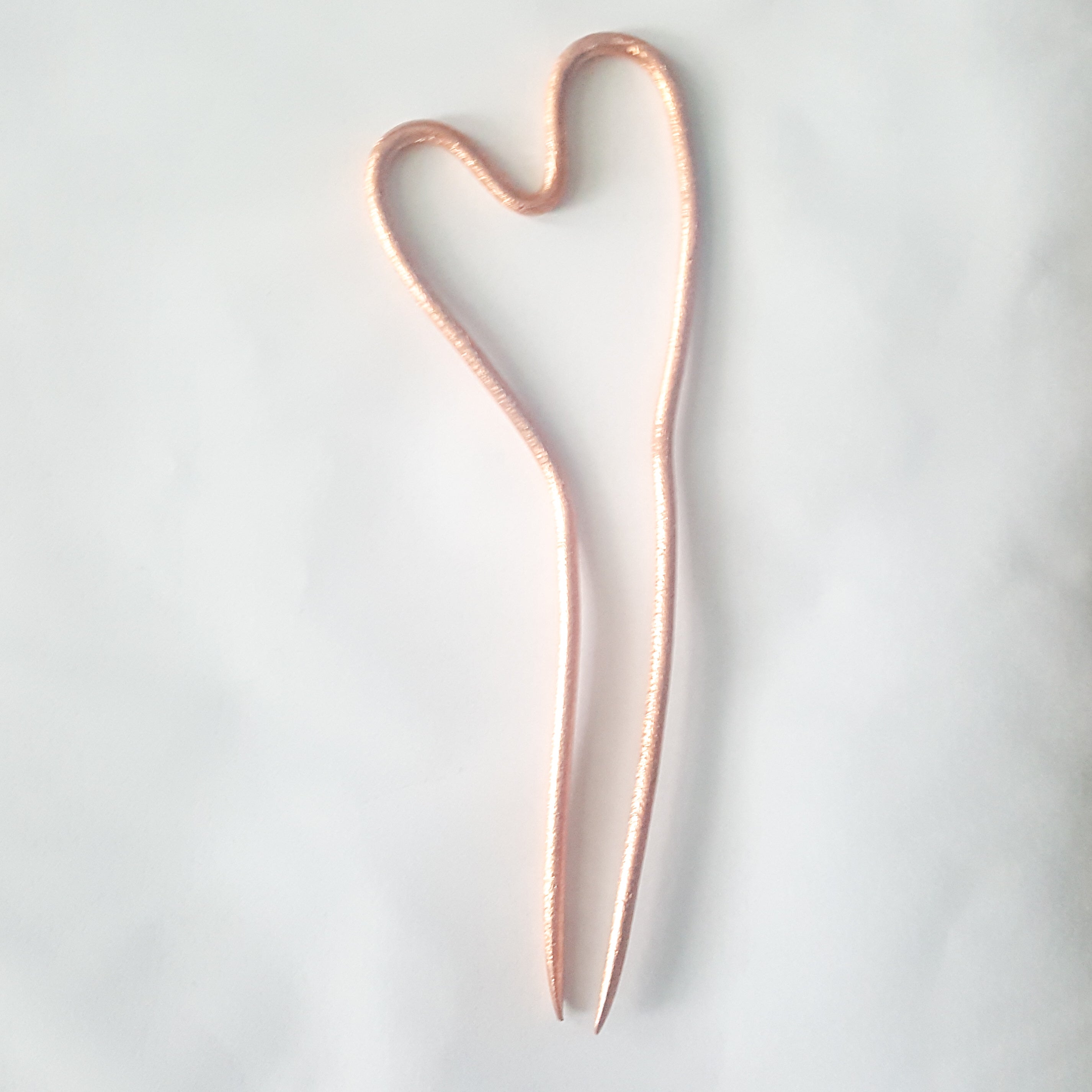 Boho Copper HEART Handmade Hair Pin for bun | Minimalist Long Hair Accessories, Metal Hair Stick