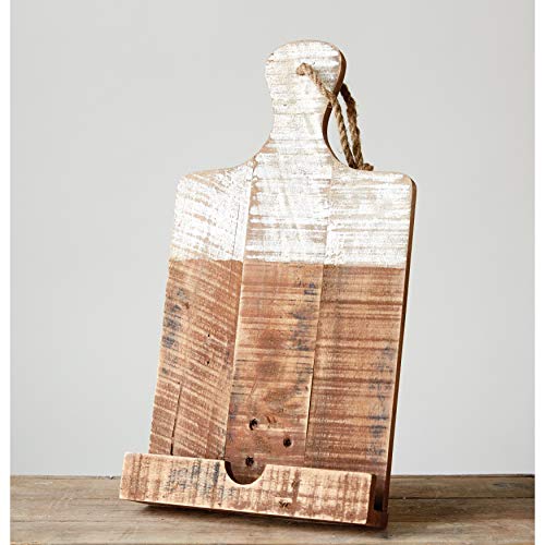 Creative Co-Op Distressed White Dipped Wood Tablet Holder