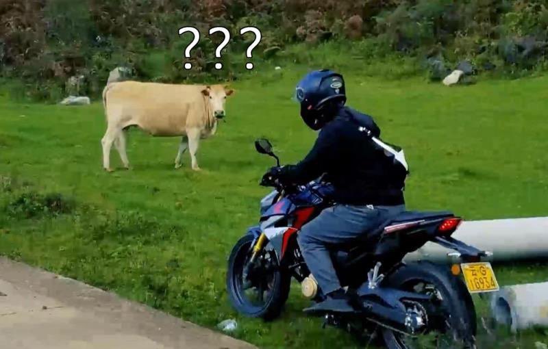 Motorcycle ride across the grass