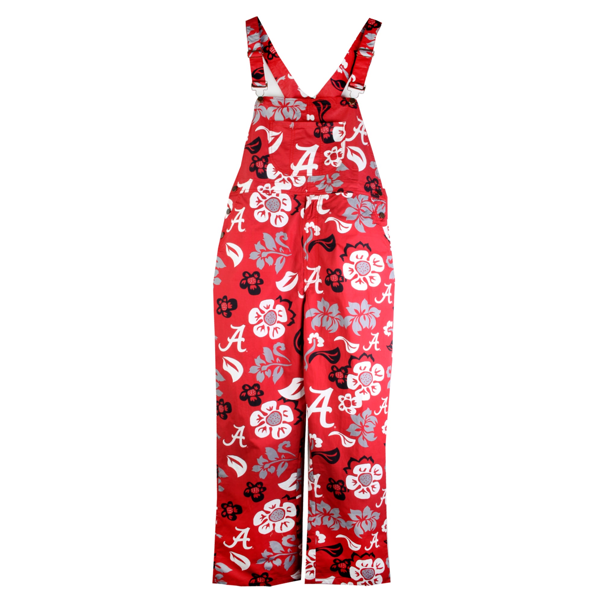Alabama Crimson Tide Wes and Willy Mens College Floral Lightweight Fashion Overalls