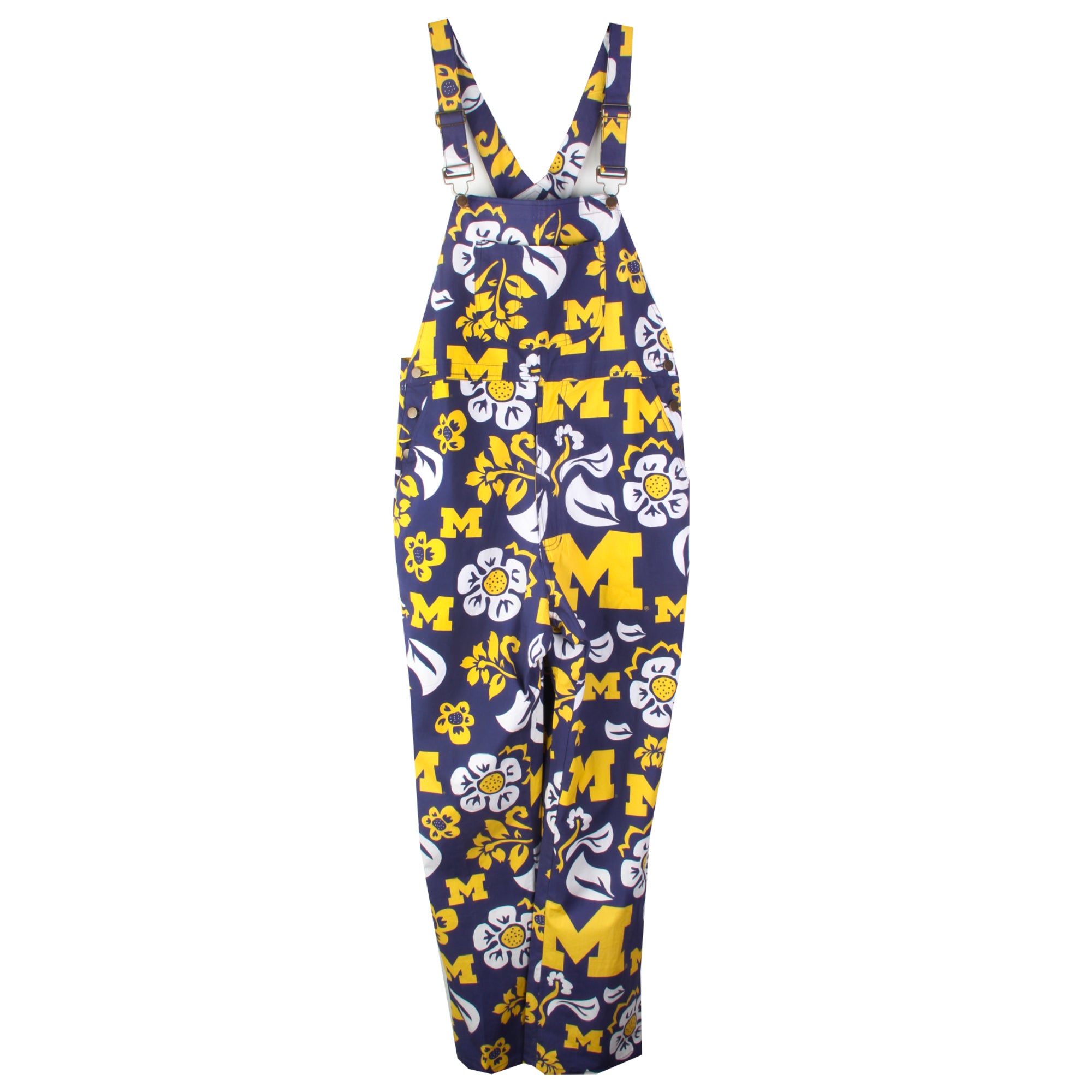 Michigan Wolverines Wes and Willy Mens College Floral Lightweight Fashion Overalls