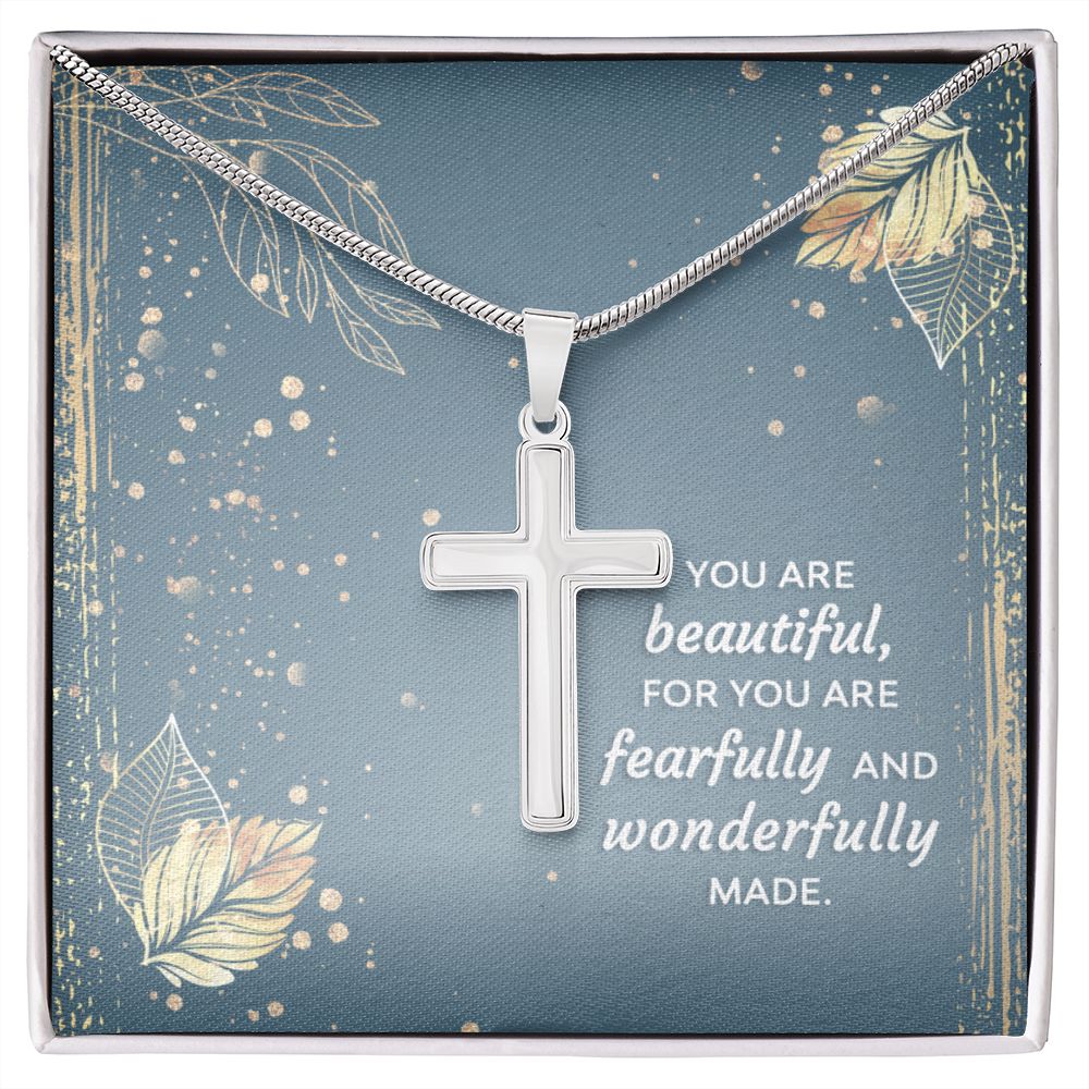 Wonderfully Made Stainless Steel Cross Necklace