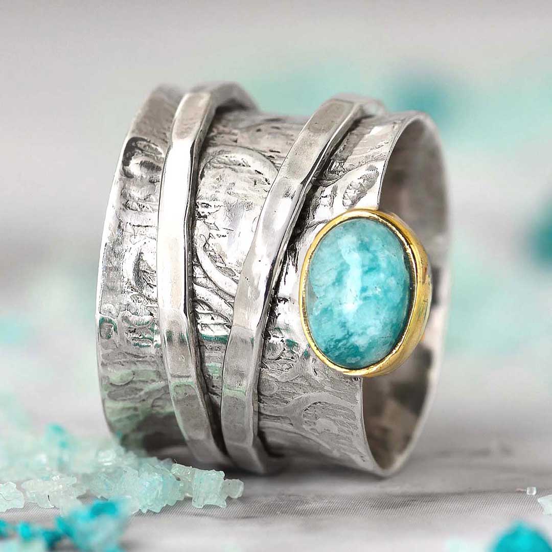 Amazonite Fidget Ring Sterling Silver