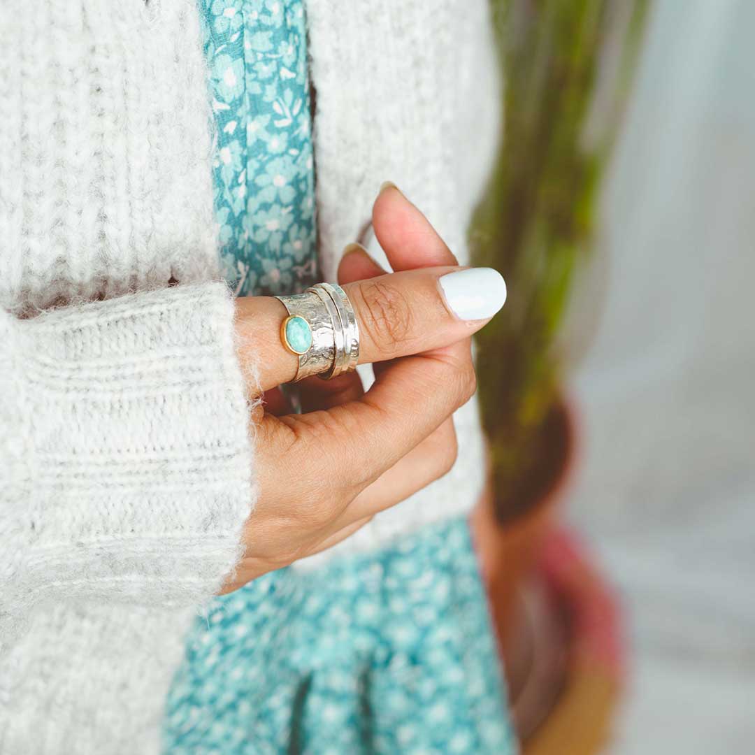 Amazonite Fidget Ring Sterling Silver