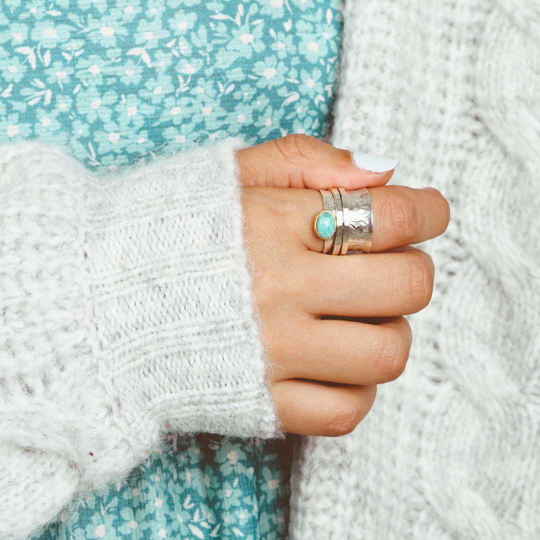 Amazonite Fidget Ring Sterling Silver