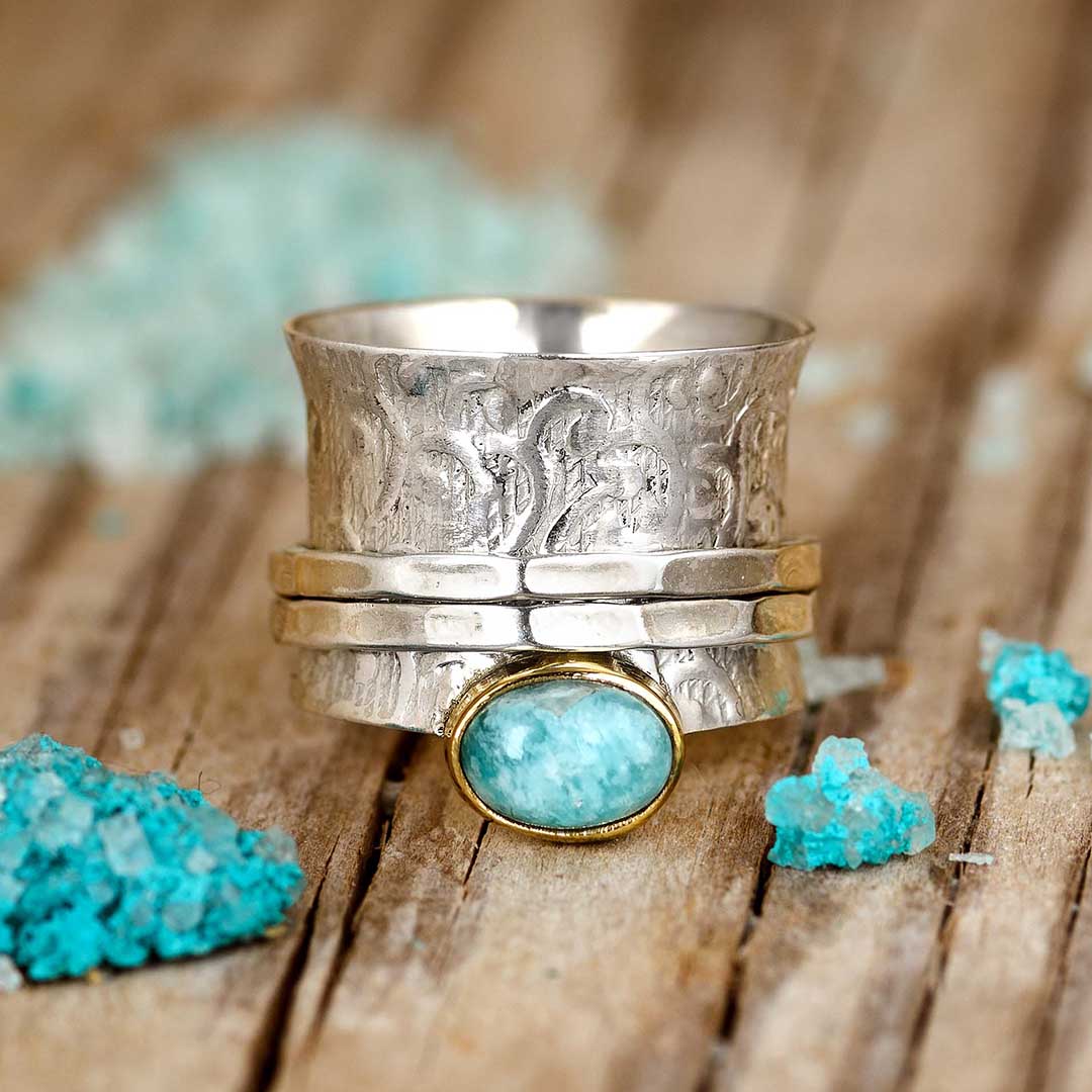 Amazonite Fidget Ring Sterling Silver