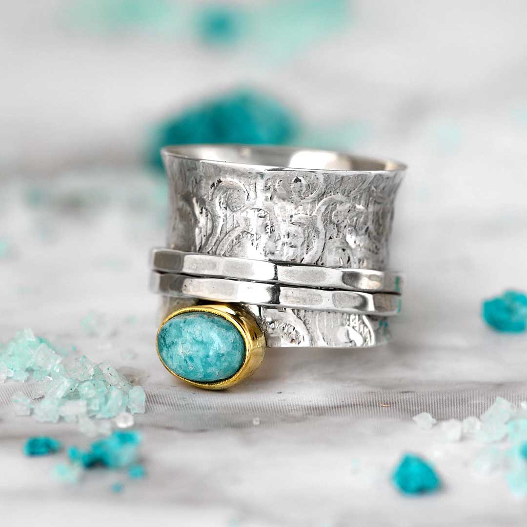 Amazonite Fidget Ring Sterling Silver