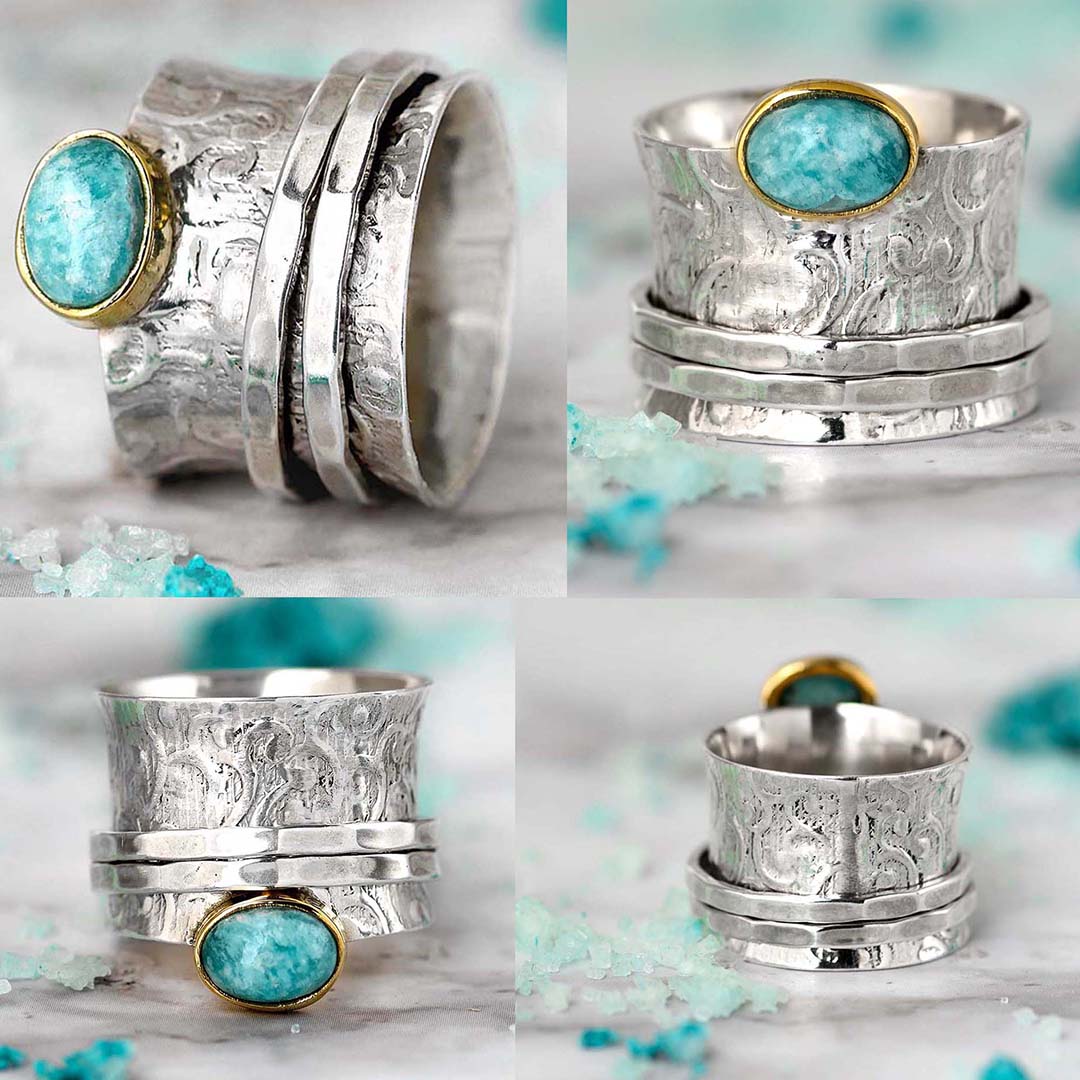 Amazonite Fidget Ring Sterling Silver