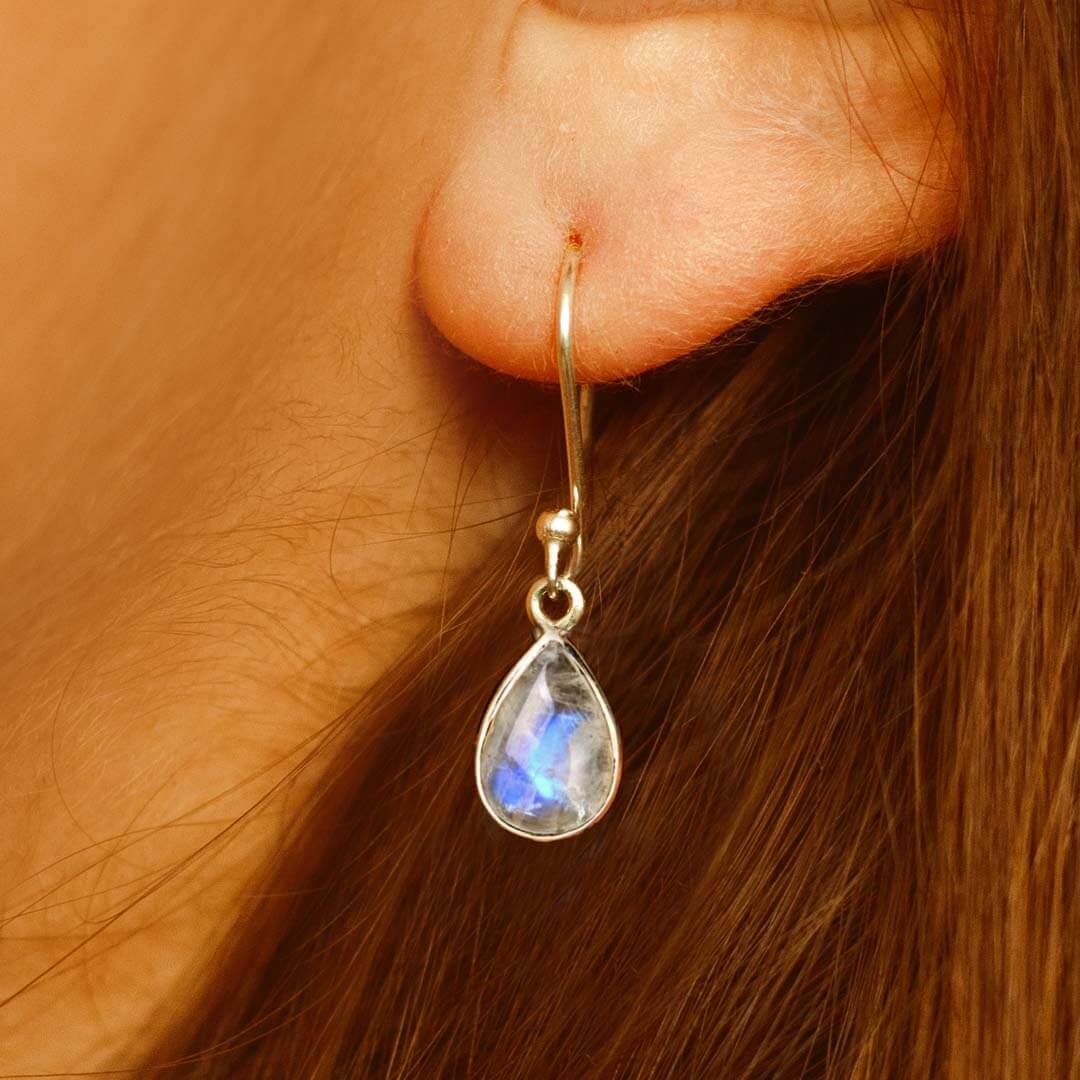 Moonstone Teardrop Earrings Sterling Silver