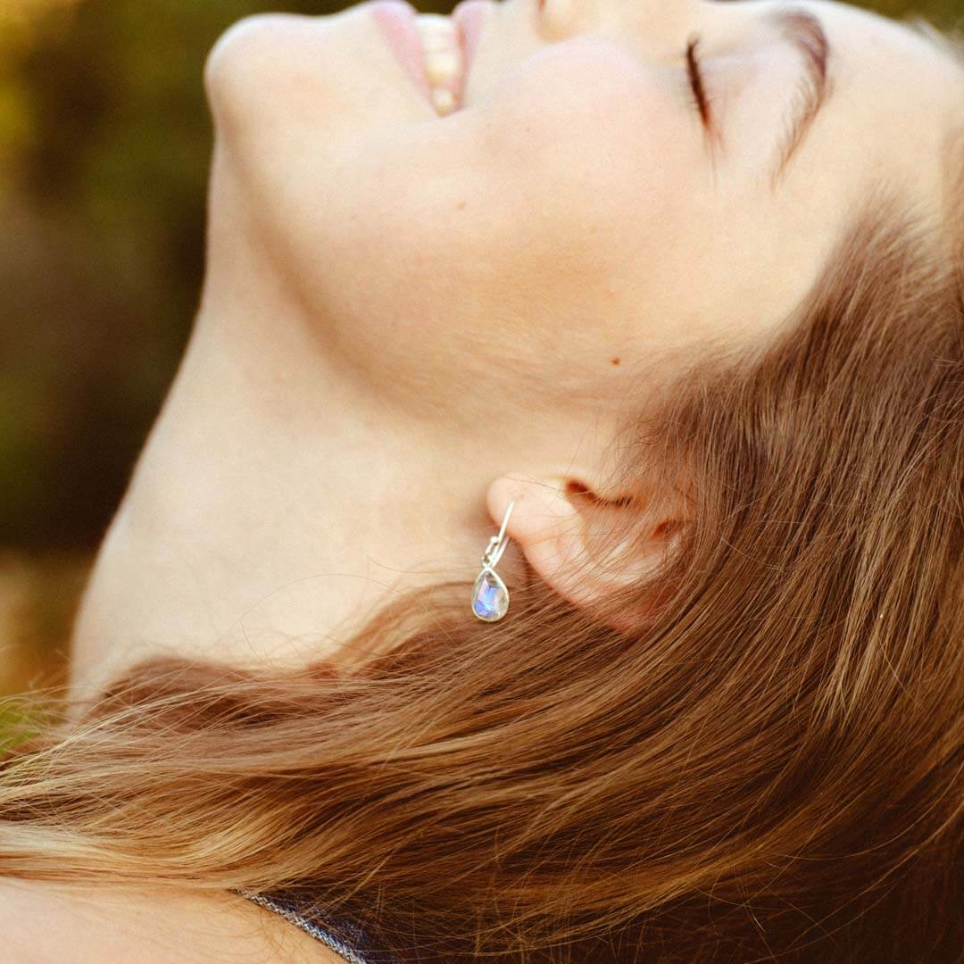 Moonstone Teardrop Earrings Sterling Silver