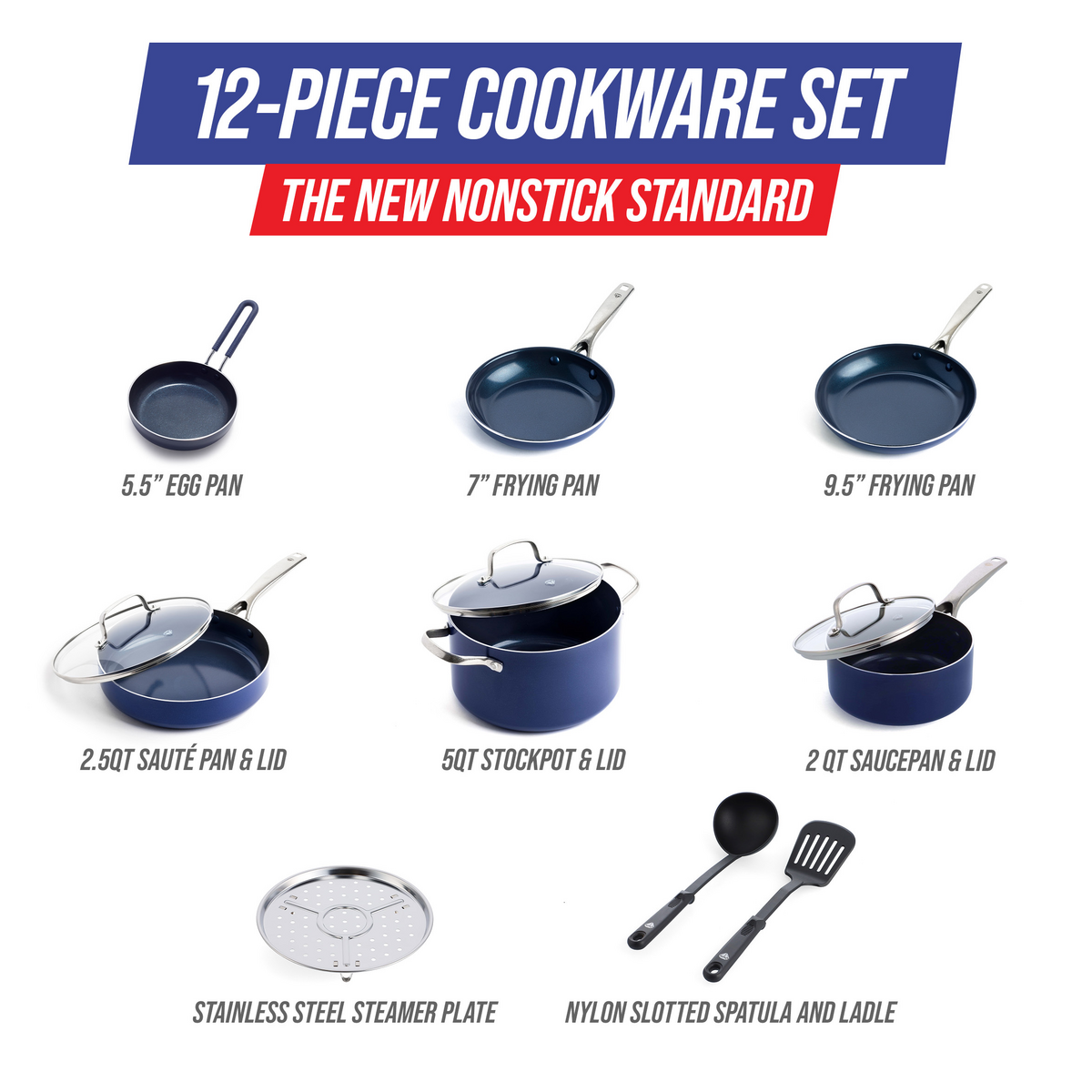 Blue Diamond Classic 12-Piece Cookware Set