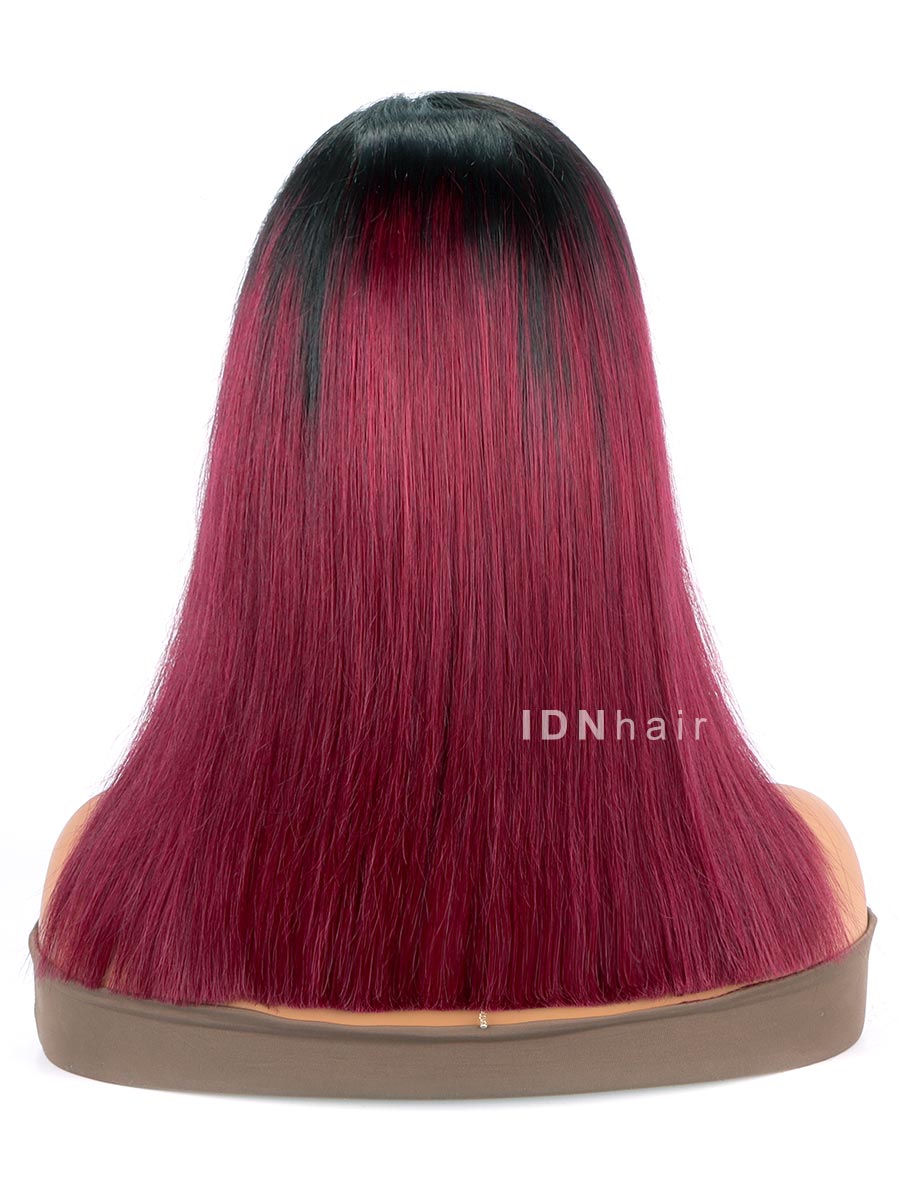 Maria Red 99j Burgundy Color Bob Straight Glueless HD Lace Wig